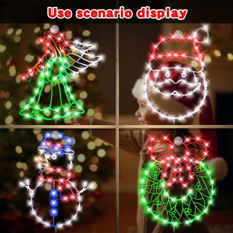 SUPHONOR 4 Pack Christmas Window Silhouette Lights Decorations, Santa Claus, Wreath, Angel, Snow Man Christmas Window Light for Holiday Wall Door Window Decorations - Image 5